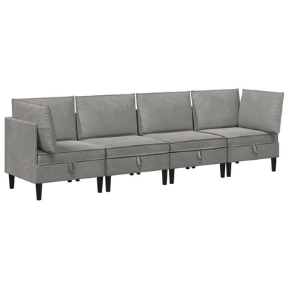 Woonkamer Meubelset met kussen 4 pcs Lichtgrijs Fluweel