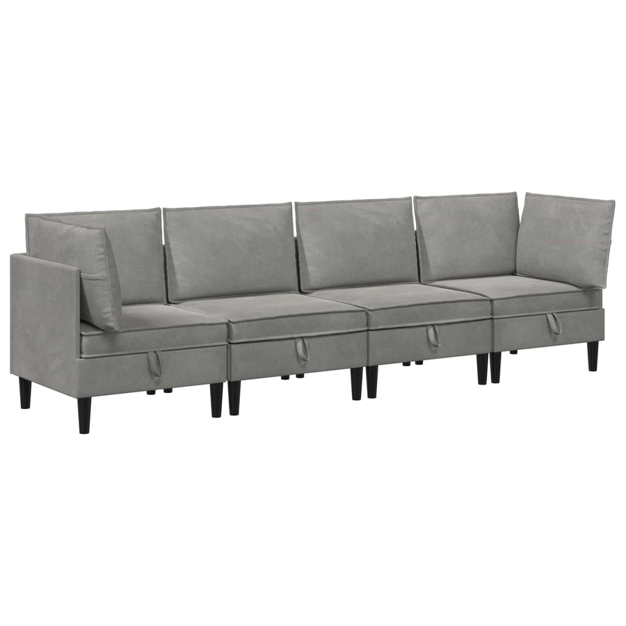 Woonkamer Meubelset met kussen 4 pcs Lichtgrijs Fluweel