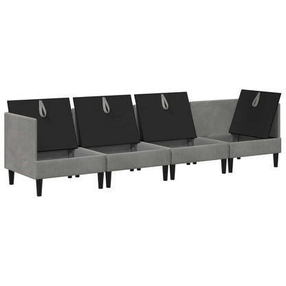 Woonkamer Meubelset met kussen 4 pcs Lichtgrijs Fluweel