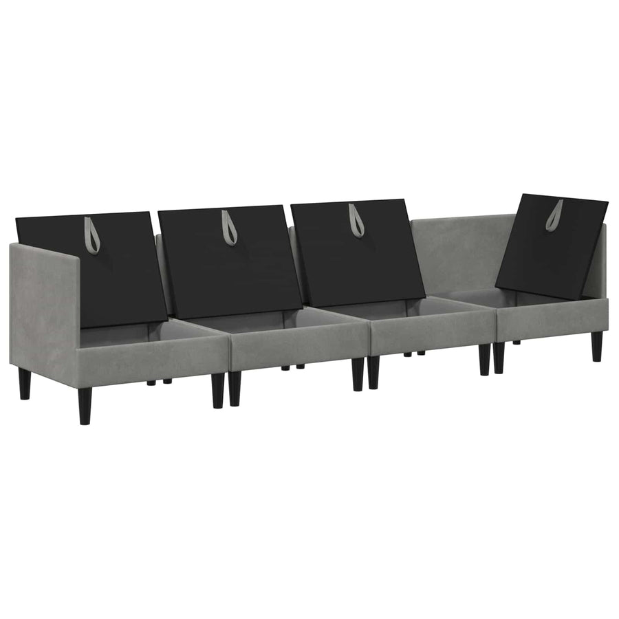 Woonkamer Meubelset met kussen 4 pcs Lichtgrijs Fluweel