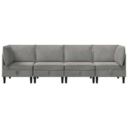 Woonkamer Meubelset met kussen 4 pcs Lichtgrijs Fluweel