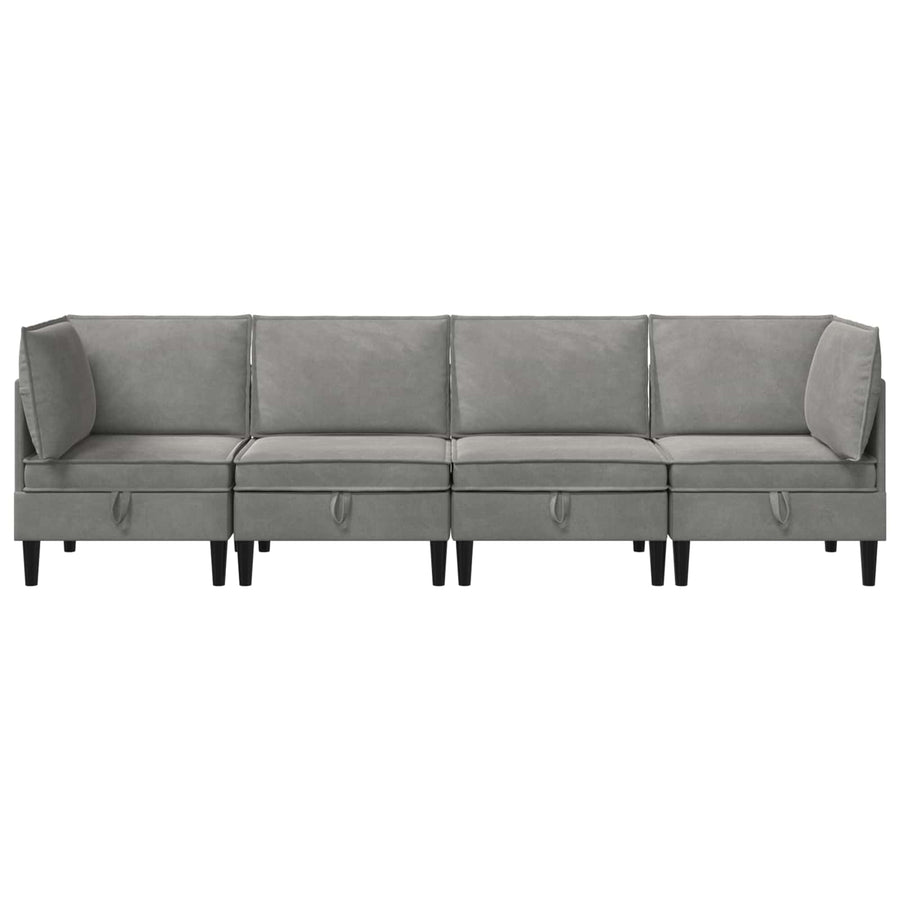 Woonkamer Meubelset met kussen 4 pcs Lichtgrijs Fluweel