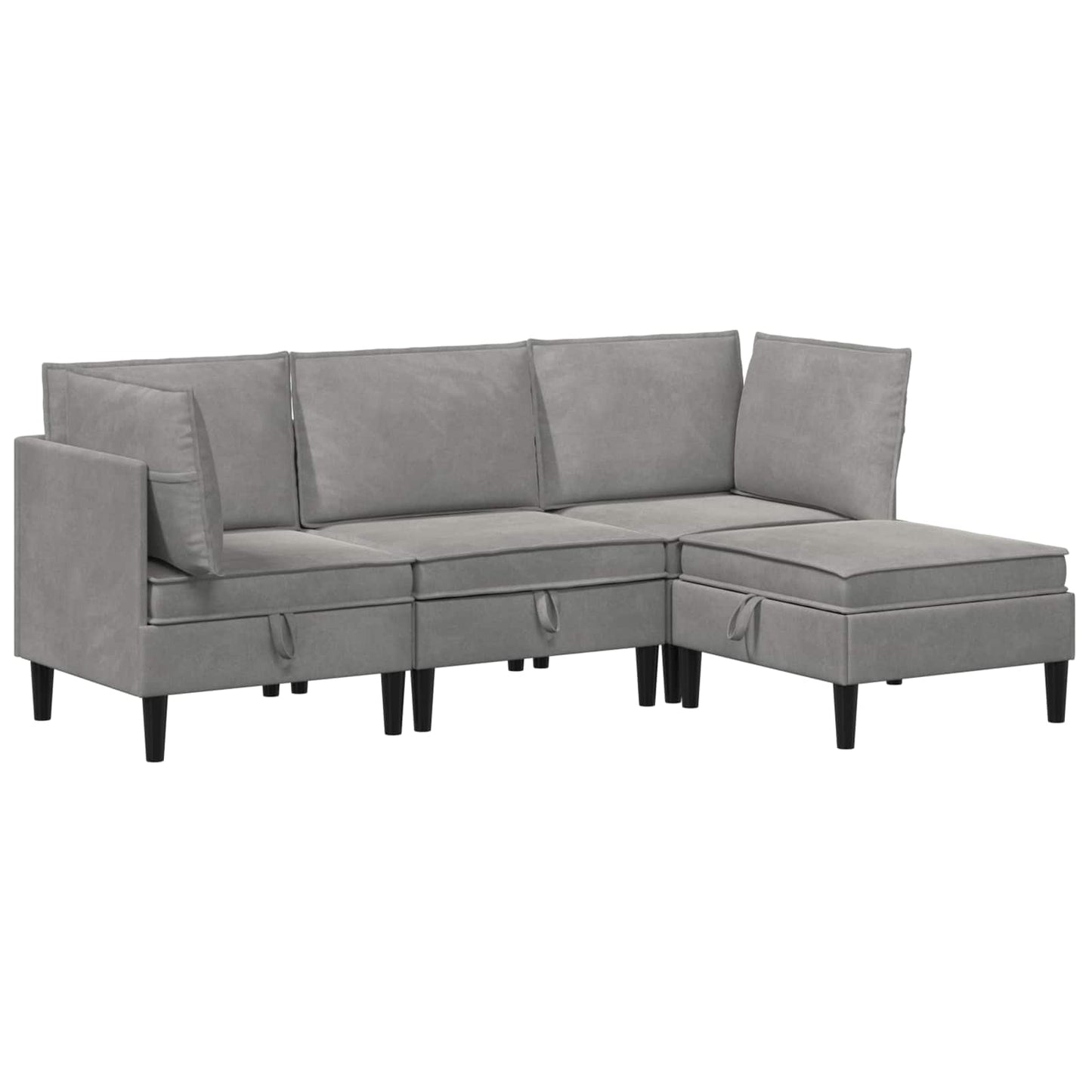 Woonkamer Meubelset met kussen 4 pcs Lichtgrijs Fluweel