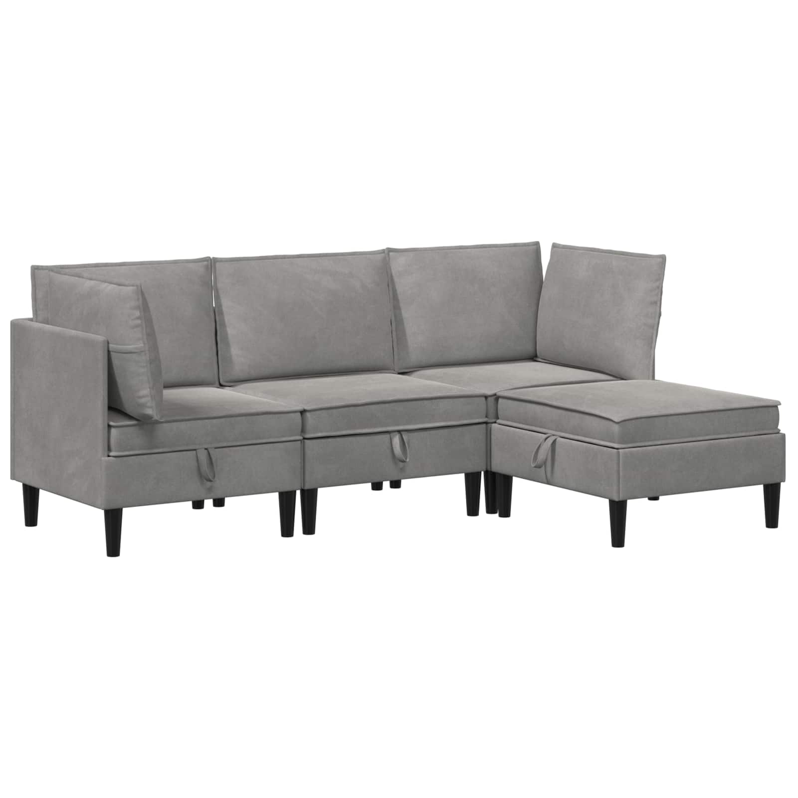 Woonkamer Meubelset met kussen 4 pcs Lichtgrijs Fluweel