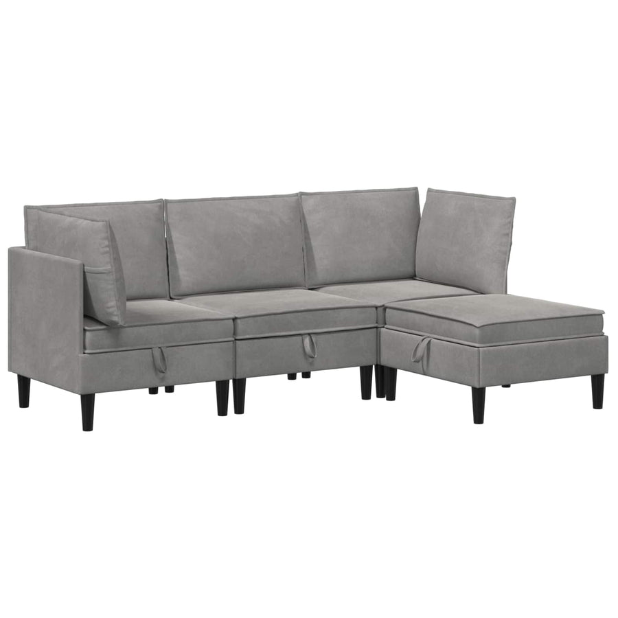 Woonkamer Meubelset met kussen 4 pcs Lichtgrijs Fluweel