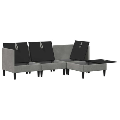 Woonkamer Meubelset met kussen 4 pcs Lichtgrijs Fluweel