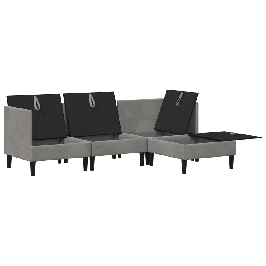 Woonkamer Meubelset met kussen 4 pcs Lichtgrijs Fluweel