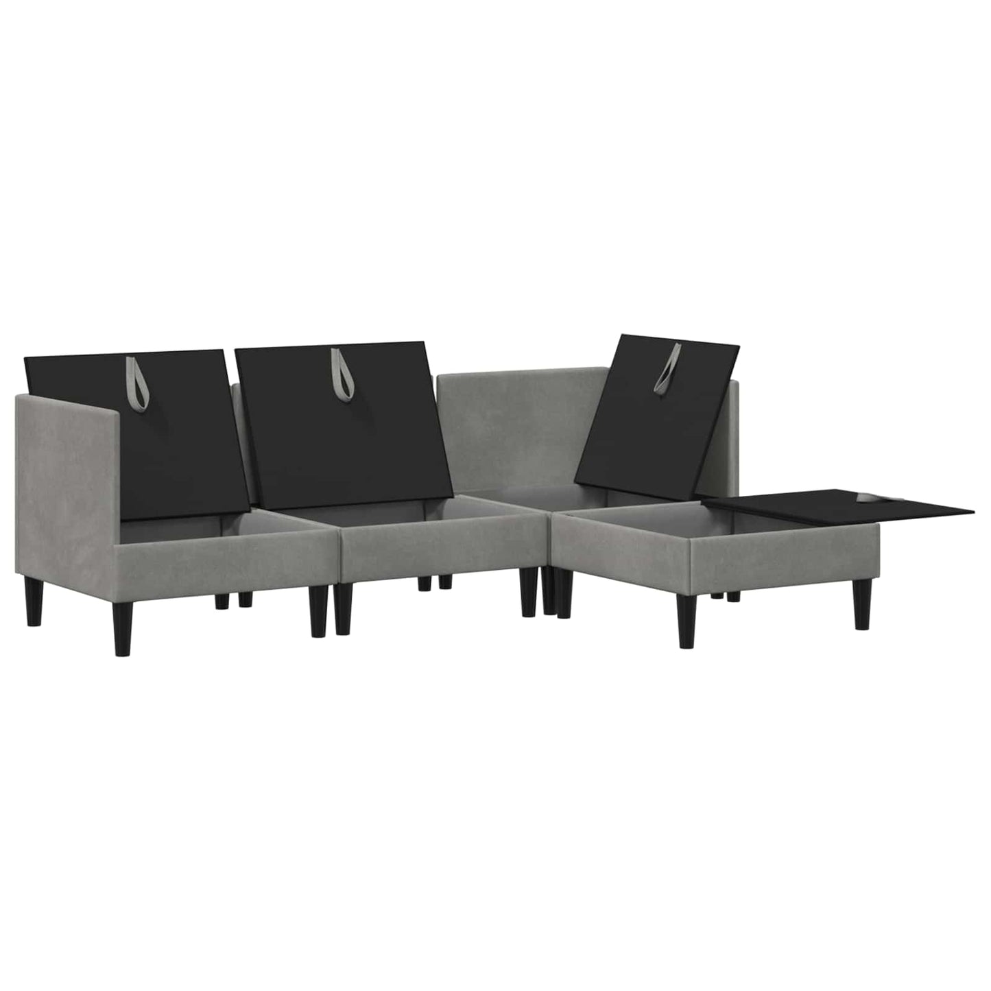 Woonkamer Meubelset met kussen 4 pcs Lichtgrijs Fluweel
