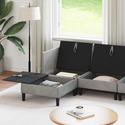 Woonkamer Meubelset met kussen 5 pcs Lichtgrijs Fluweel