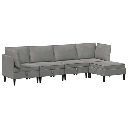 Woonkamer Meubelset met kussen 5 pcs Lichtgrijs Fluweel