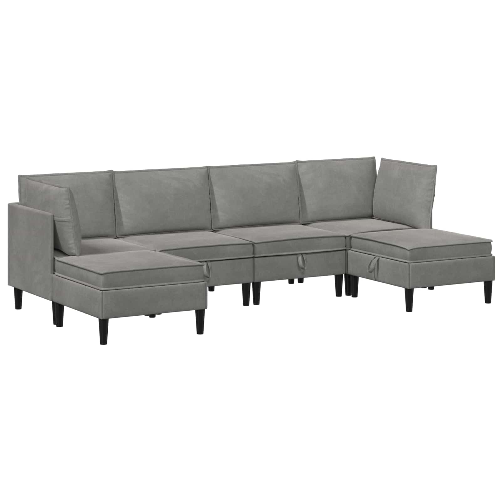 Woonkamer Meubelset met kussen 6 pcs Lichtgrijs Fluweel