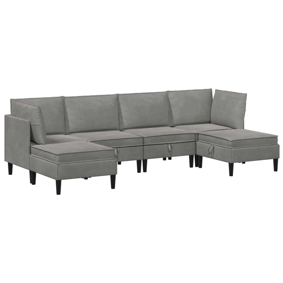 Woonkamer Meubelset met kussen 6 pcs Lichtgrijs Fluweel