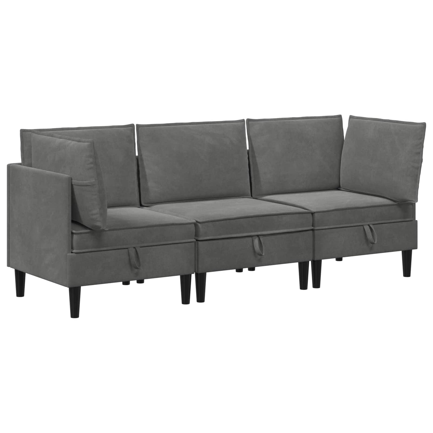 Woonkamer Meubelset met kussen 3 pcs Donkergrijs Fluweel