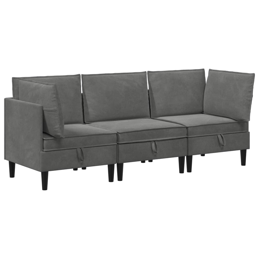 Woonkamer Meubelset met kussen 3 pcs Donkergrijs Fluweel