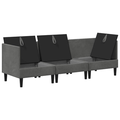 Woonkamer Meubelset met kussen 3 pcs Donkergrijs Fluweel
