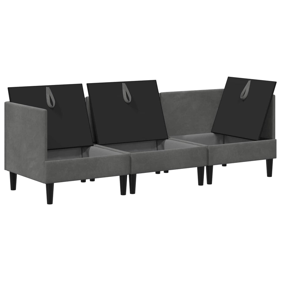 Woonkamer Meubelset met kussen 3 pcs Donkergrijs Fluweel