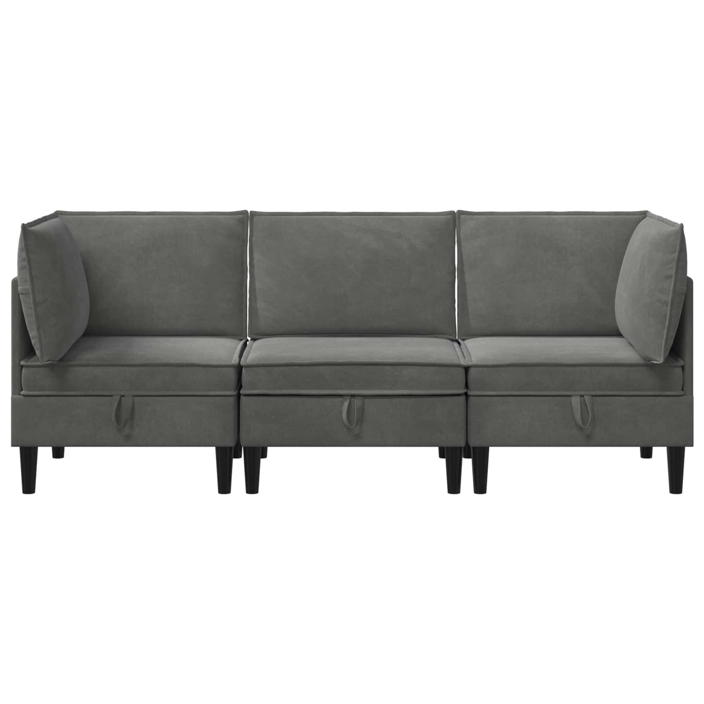 Woonkamer Meubelset met kussen 3 pcs Donkergrijs Fluweel