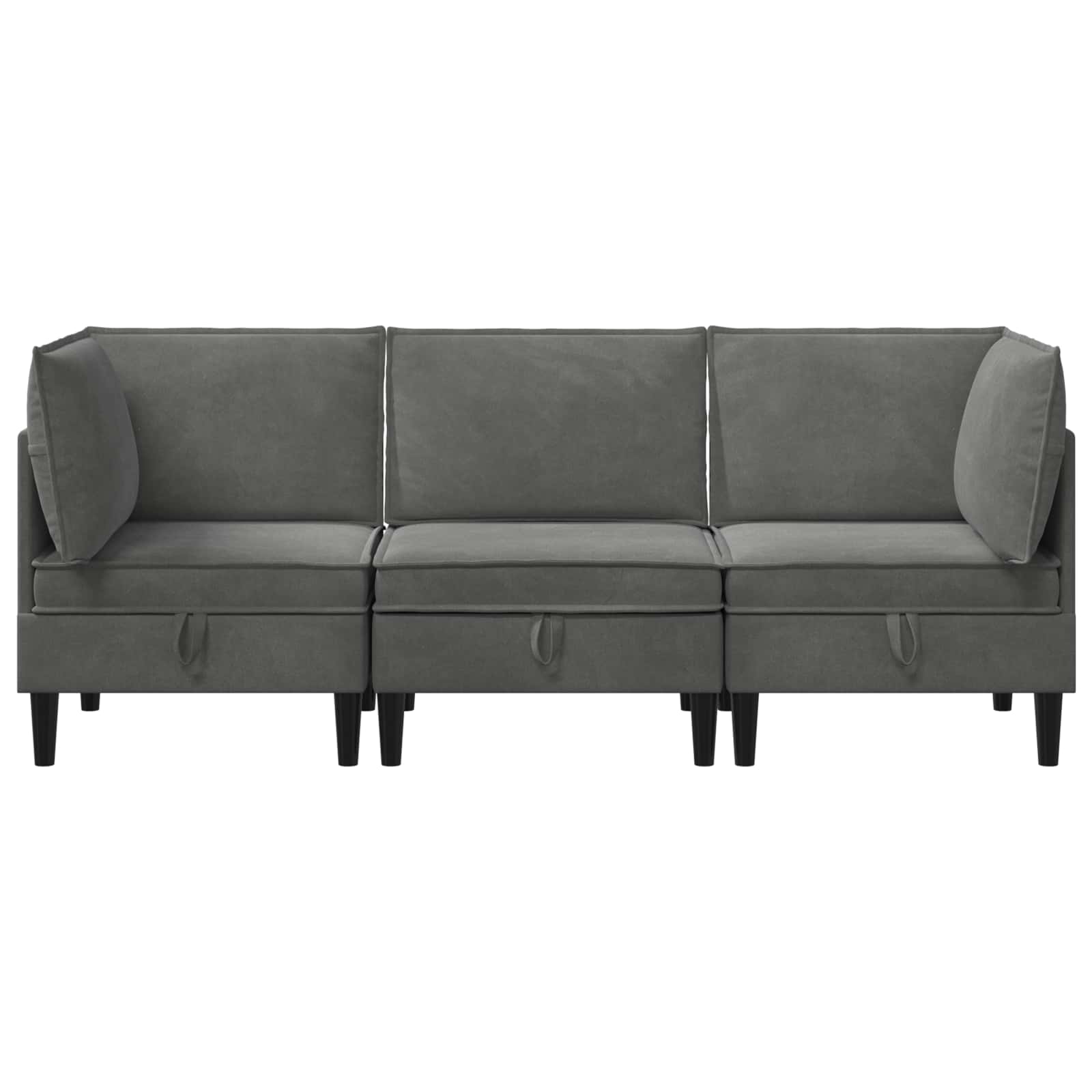 Woonkamer Meubelset met kussen 3 pcs Donkergrijs Fluweel