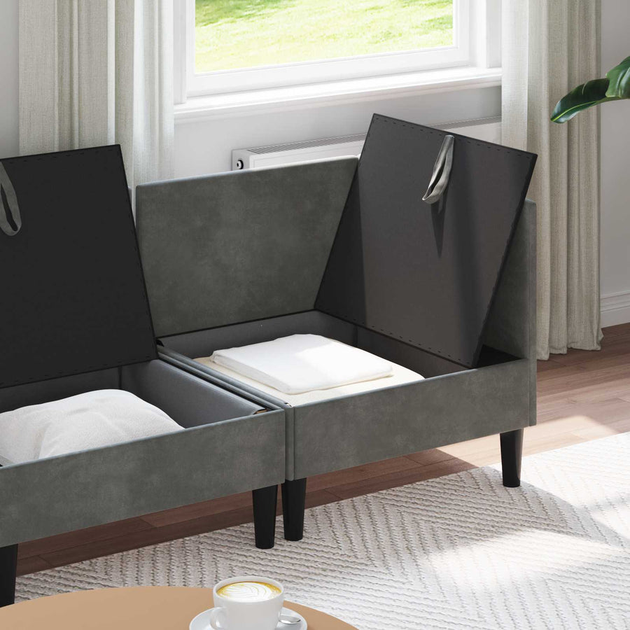 Woonkamer Meubelset met kussen 4 pcs Donkergrijs Fluweel