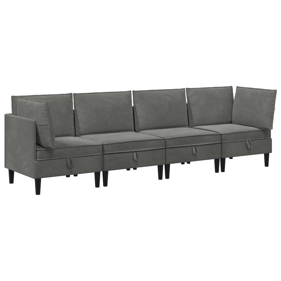 Woonkamer Meubelset met kussen 4 pcs Donkergrijs Fluweel