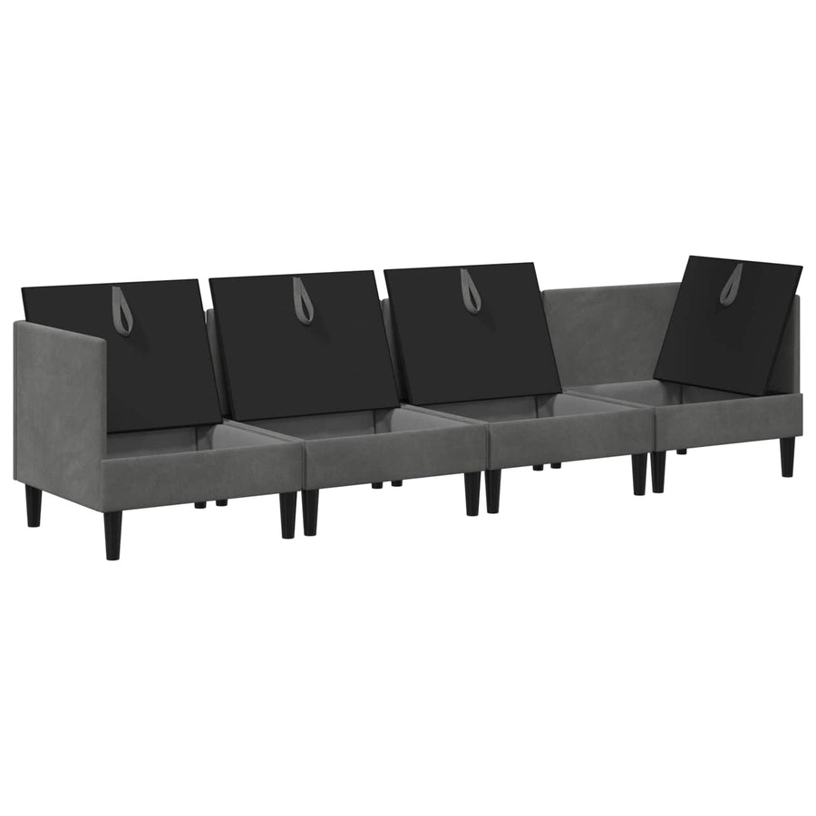 Woonkamer Meubelset met kussen 4 pcs Donkergrijs Fluweel