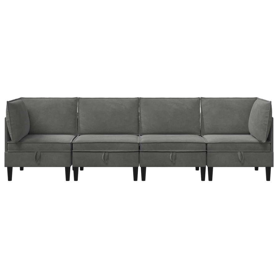 Woonkamer Meubelset met kussen 4 pcs Donkergrijs Fluweel
