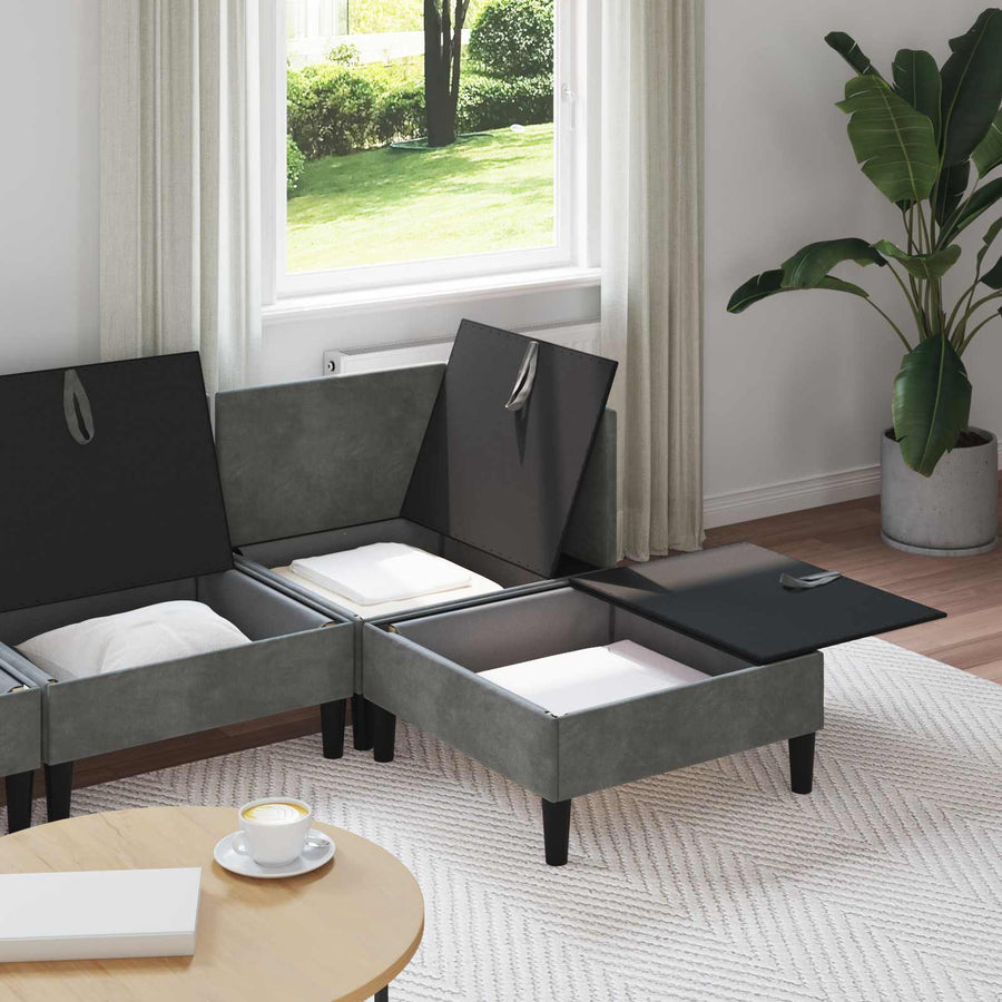 Woonkamer Meubelset met kussen 4 pcs Donkergrijs Fluweel