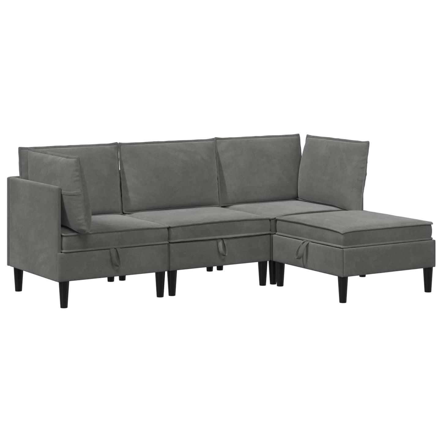 Woonkamer Meubelset met kussen 4 pcs Donkergrijs Fluweel