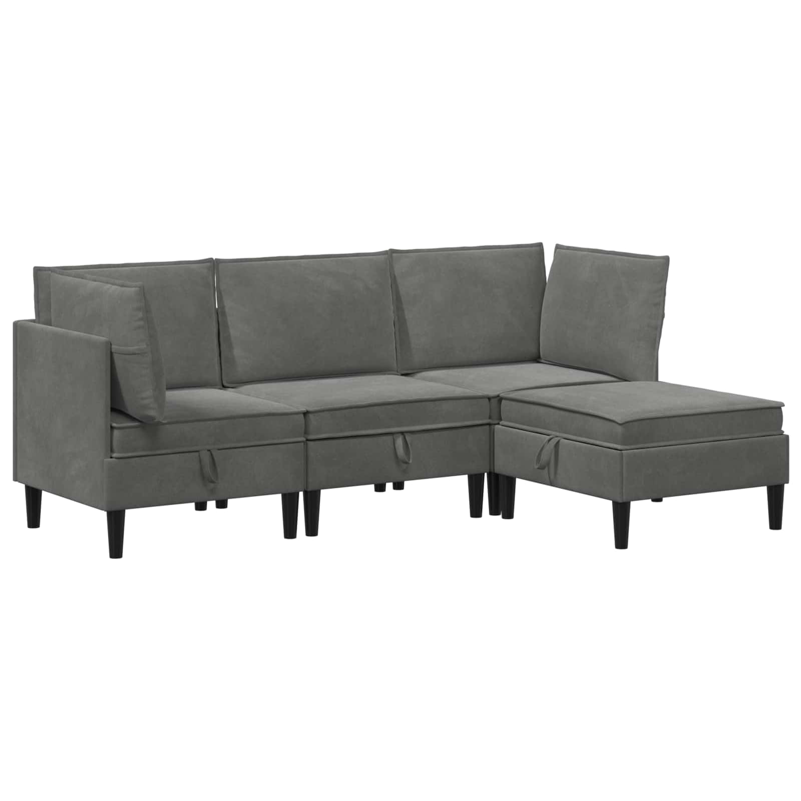 Woonkamer Meubelset met kussen 4 pcs Donkergrijs Fluweel