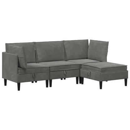 Woonkamer Meubelset met kussen 4 pcs Donkergrijs Fluweel