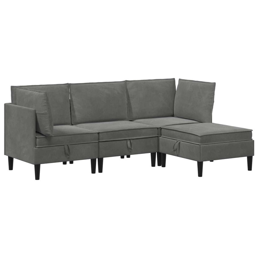 Woonkamer Meubelset met kussen 4 pcs Donkergrijs Fluweel