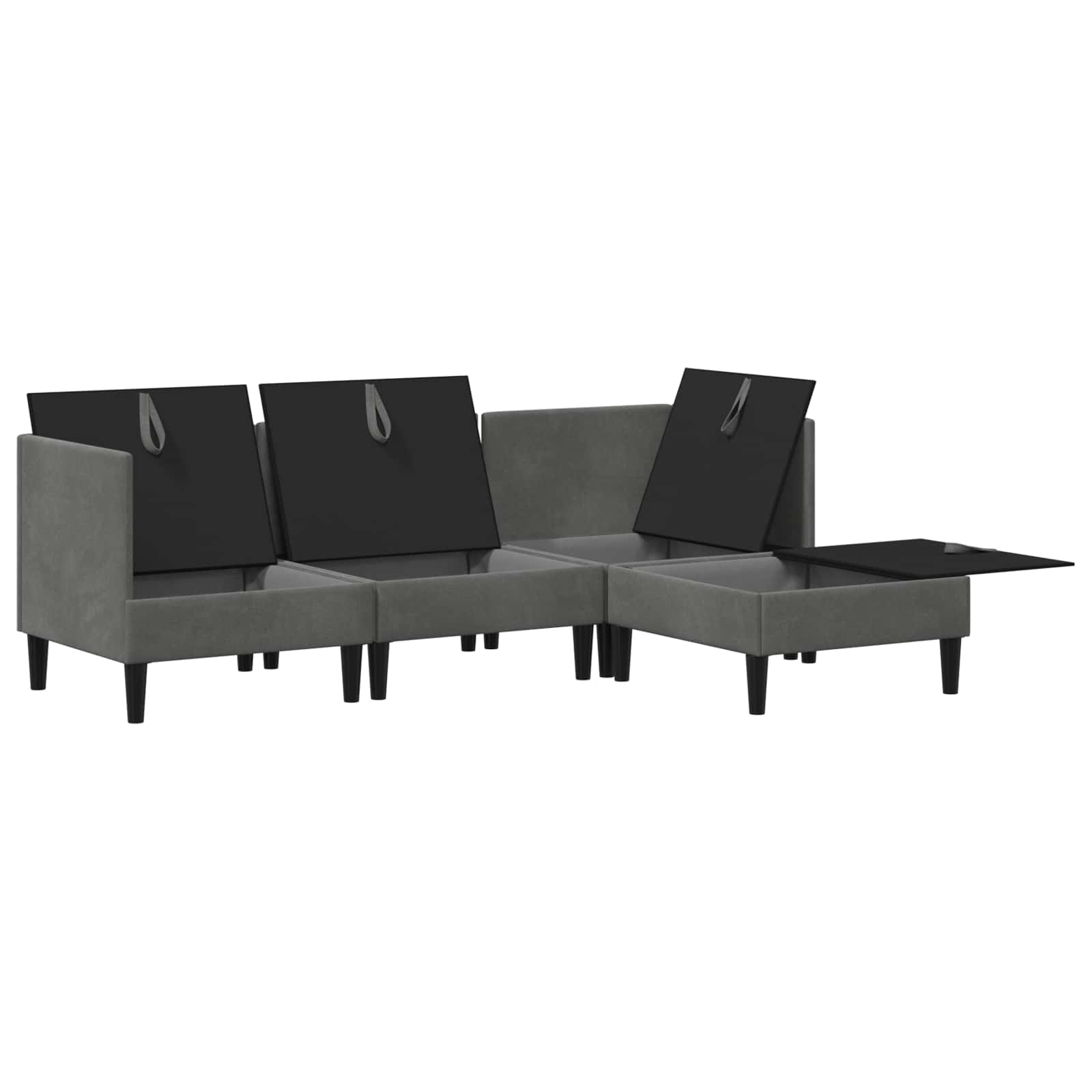 Woonkamer Meubelset met kussen 4 pcs Donkergrijs Fluweel