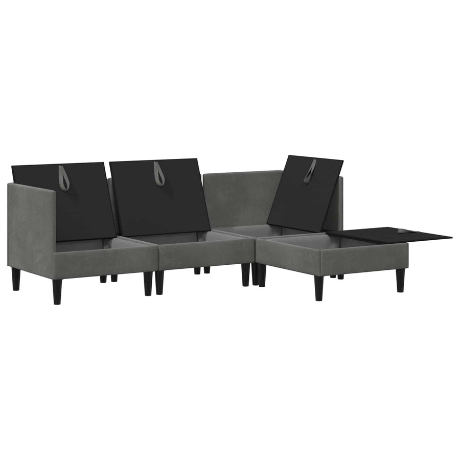 Woonkamer Meubelset met kussen 4 pcs Donkergrijs Fluweel