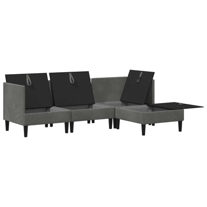 Woonkamer Meubelset met kussen 4 pcs Donkergrijs Fluweel
