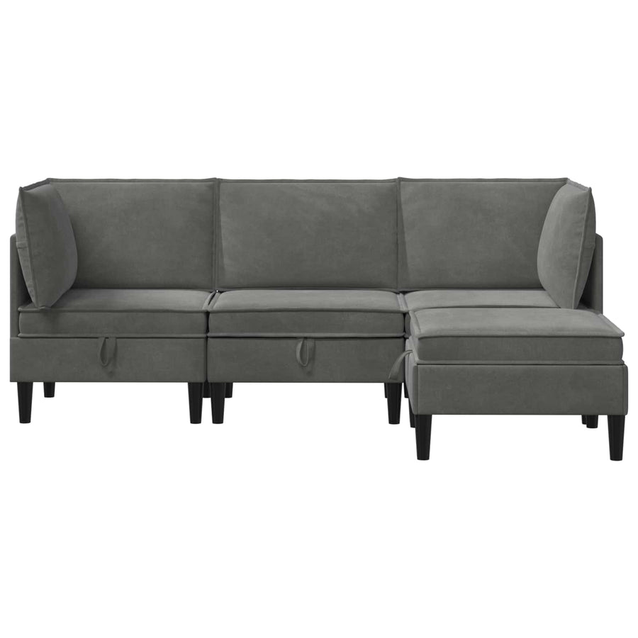 Woonkamer Meubelset met kussen 4 pcs Donkergrijs Fluweel