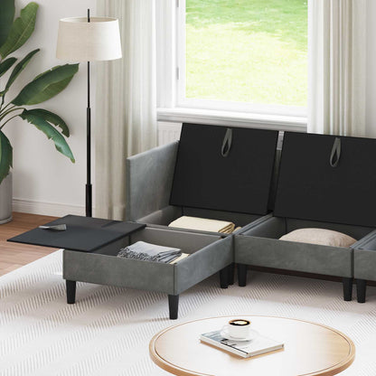 Woonkamer Meubelset met kussen 5 pcs Donkergrijs Fluweel