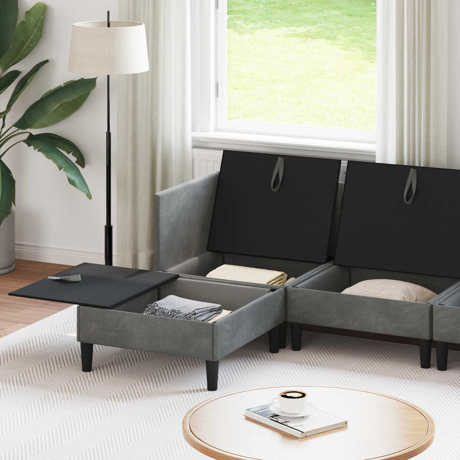 Woonkamer Meubelset met kussen 5 pcs Donkergrijs Fluweel
