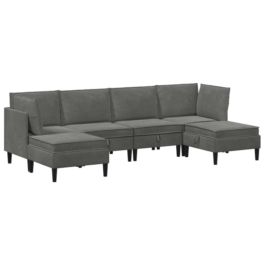 Woonkamer Meubelset met kussen 6 pcs Donkergrijs Fluweel