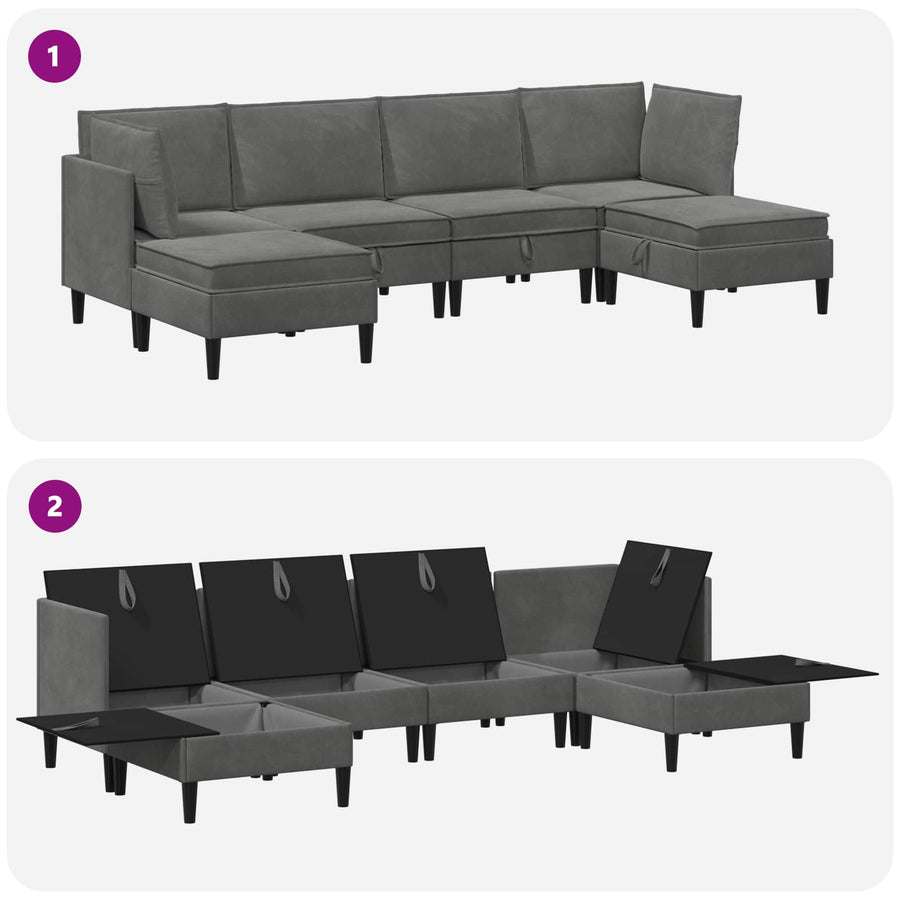 Woonkamer Meubelset met kussen 6 pcs Donkergrijs Fluweel