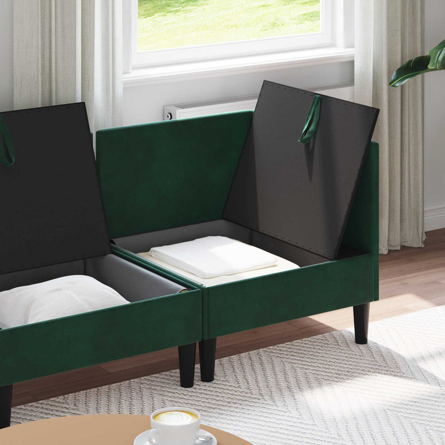 Woonkamer Meubelset met kussen 3 pcs Donkergroen Fluweel