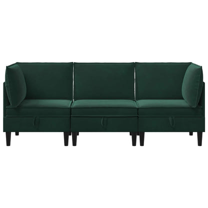 Woonkamer Meubelset met kussen 3 pcs Donkergroen Fluweel