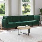 Living Room Sofa Set with Cushion 4 pcs Dark Green Velvet