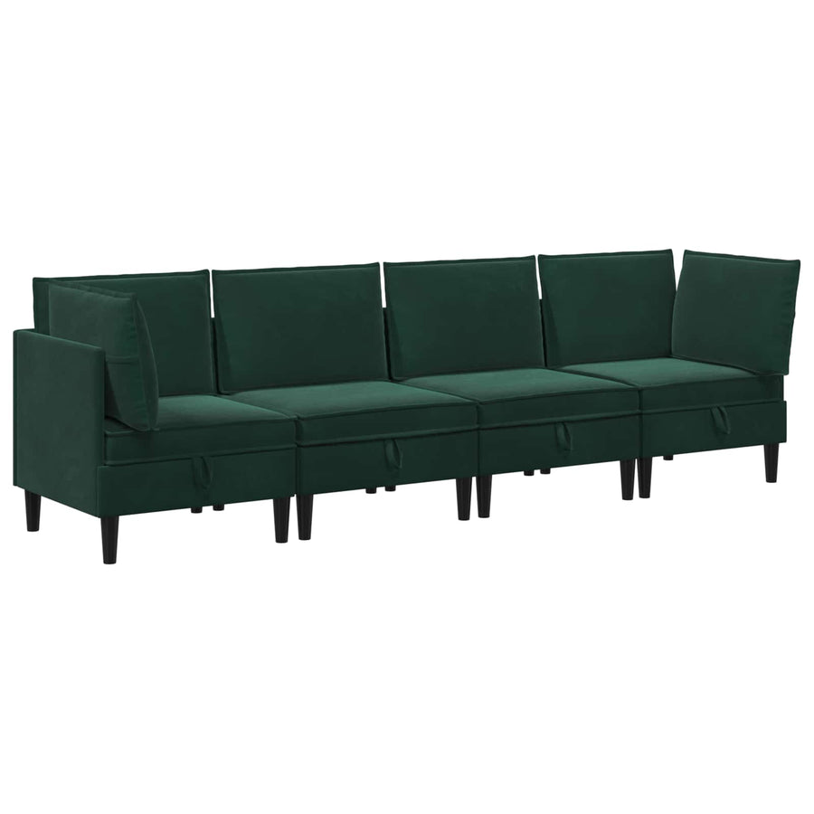 Woonkamer Meubelset met kussen 4 pcs Donkergroen Fluweel