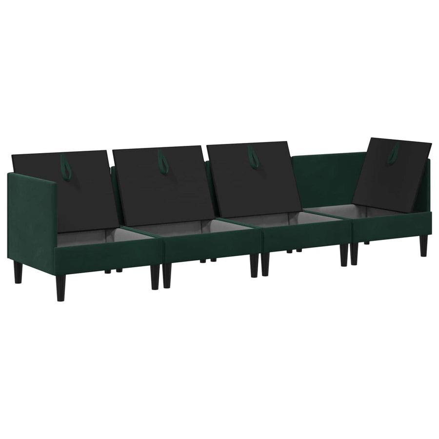 Woonkamer Meubelset met kussen 4 pcs Donkergroen Fluweel