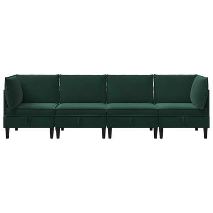 Woonkamer Meubelset met kussen 4 pcs Donkergroen Fluweel