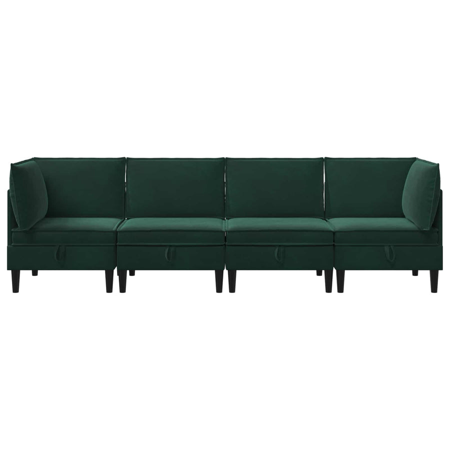 Woonkamer Meubelset met kussen 4 pcs Donkergroen Fluweel