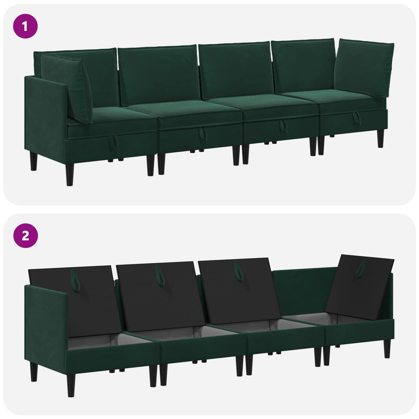 Woonkamer Meubelset met kussen 4 pcs Donkergroen Fluweel