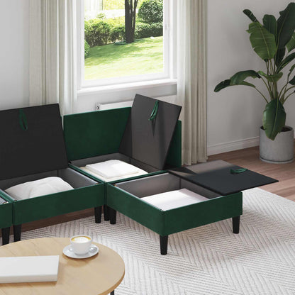 Woonkamer Meubelset met kussen 4 pcs Donkergroen Fluweel