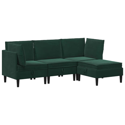 Woonkamer Meubelset met kussen 4 pcs Donkergroen Fluweel