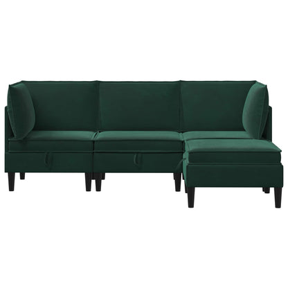 Woonkamer Meubelset met kussen 4 pcs Donkergroen Fluweel